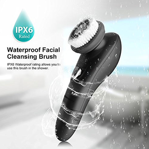 TOUCHBeauty Facial Brush for Men Skin Scrubber with Advanced 6 Degree Oscillating Vibration Cleansing Technology, Waterproof Men's Facial Exfoliator Massager Black TB-1487