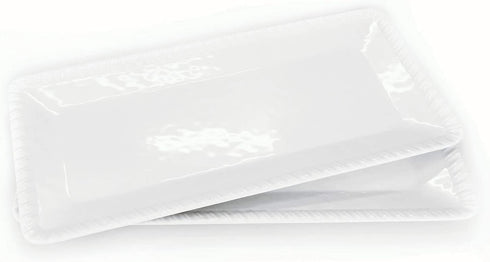 17-Inch Melamine Serving Tray/Platters Set of 2, White & Rectangular | 100% Melamine,Dishwasher Safe,BPA Free