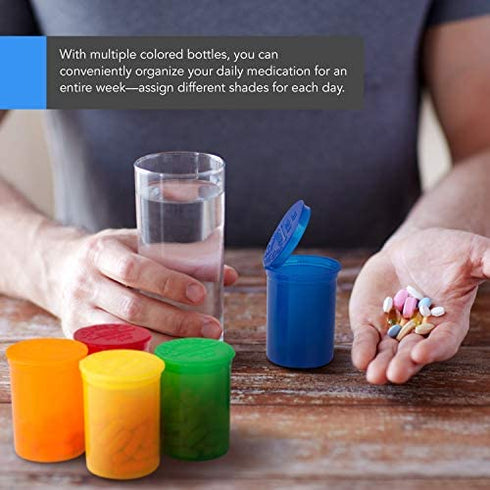 Empty Pill Bottles with Caps - Airtight 30 Dram Pop Top Bottles - Prescription Medicine Container - Multi Use for Herbs, Candy, Crafts, and More - 10 Pack Transparent Multi Color