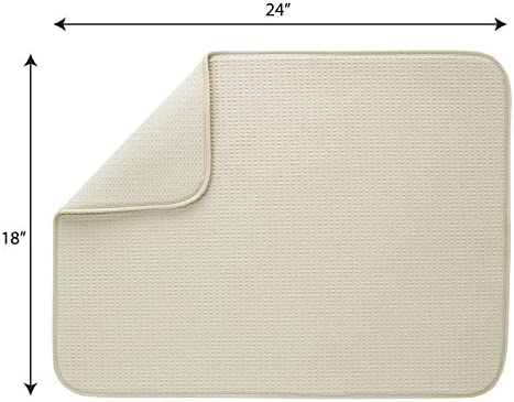 S&T INC. Absorbent, Reversible XL Microfiber Dish Drying Mat for Kitchen, 18 Inch x 24 Inch, Sand
