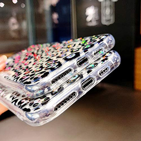 GLBYDLO iPhone 8 Plus, iPhone 7 Plus Leopard Case, Cheetah Phone Case Clear Glitter Cute Bling Sparkle Luxury Protective Cover for Girls Women?5.5 inch(Glitter Leopard)