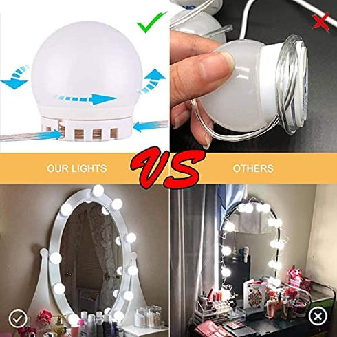 Pretmess Hollywood Style Vanity Mirror Lights Kit, Adjustable Color and Brightness with 10 LED Light Bulbs, Lighting Fixture Strip for Makeup Vanity Table Set in Dressing Room (Mirror Not Include)