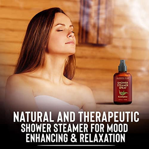 MAJESTIC PURE Eucalyptus Shower Steamer Spray - Aromatherapy Shower Spray - 100% Pure Eucalyptus Essential Oil - Eucalyptus Shower Spray Aromatherapy Mist - Spa with Room Spray Aromatherapy - 2fl oz
