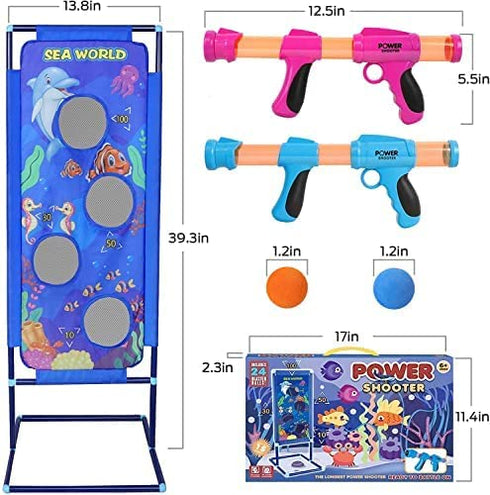 STOTOY Shooting Game Boys Toys, Christmas Birthday Gifts Toys for 5 6 7 8 9+ Years Old Boys Girls, Pack of 2 Kids Toy Guns with Shooting Target for Nerf, 24 Foam Balls, Activity Party Game for Kids