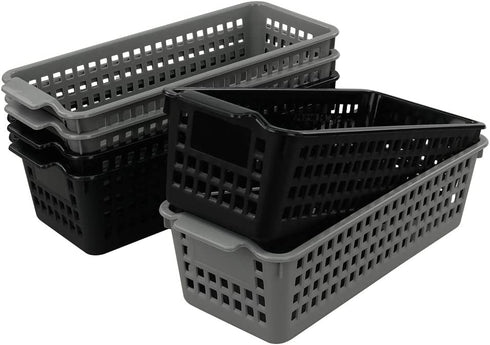 Vababa Plastic Desk Organizer Basket, Slim Storage Basket, Pack of 6
