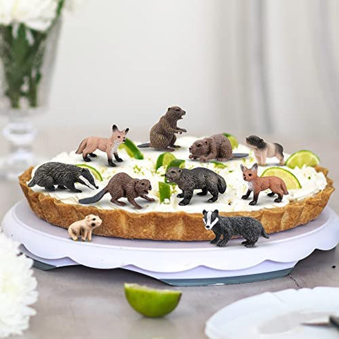 TOYMANY 10PCS Tiny Forest Animal Figures, Realistic Woodland Creatures Figurines Toy Set Includes Beavers Foxes Badgers, Easter Eggs Education Birthday Gift Christmas Toy for Kids Children Toddlers