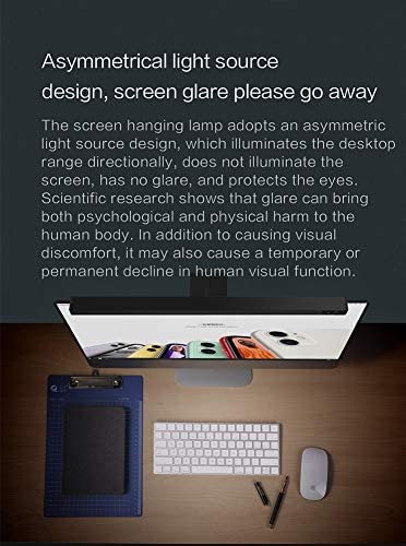 Engilen Computer Monitor Light, Screen Light Bar e-Reading LED Task Lamp, 3 Color Modes LED Lights with Hue Adjustment Features, No Screen Glare, Matte Black USB Powered Office Lamp