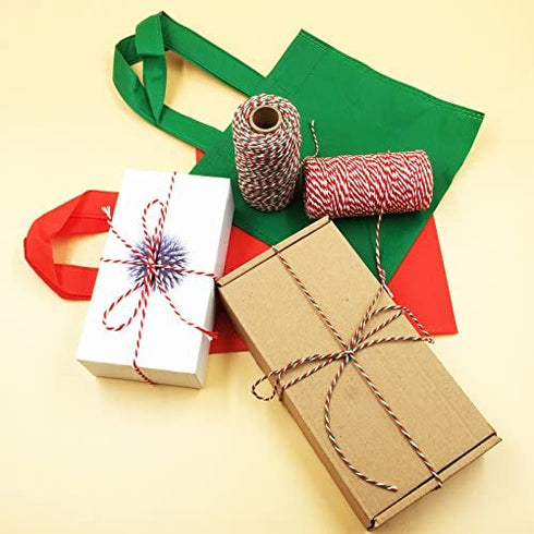 Christmas Bakers Candy Rope Ribbon Twine 2 mm Cotton Rope Cord String for Gift Wrapping Arts Crafts 656 Feet,2 Pieces