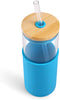 Zenbo Glass Tumbler 24 oz Iced Coffee Cup Smoothie Cups Reusable with straw And Bamboo Lid and Silicone Protective Sleeve