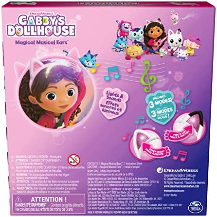 Gabby's Dollhouse, Magical Musical Cat Ears with Lights, Music, Sounds and Phrases, Kids Toys for Ages 3 and up