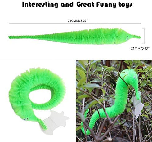 Zalmoxe 12 Pcs Fuzzy Worms with Invisible String Cat Toys Party Favors for Kids Cat(12 Colors)