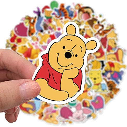 Winnie The Pooh Sticker Pack Waterproof Vinyl Stickers for Water Bottles Skateboard Stickers for Teens Laptop Stickers Motorcycle, Bicycle, Graffiti Patches Decal 50 Pcs