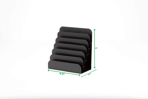 Mind Reader Vertical Desk File Organizer, 6 Slots, Black