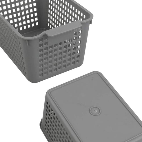 Gloreen Grey Plastic Basket, Weave Storage Baskets Organizer, 6 Packs