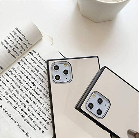 Square iPhone 11 Pro Max Mirror Case,YTanazing Luxury Glass Glossy Mirror Shockproof Smooth Hard Case with Soft Silicone Bumper TPU Frame for iPhone 11 Pro Max 6.5 inch