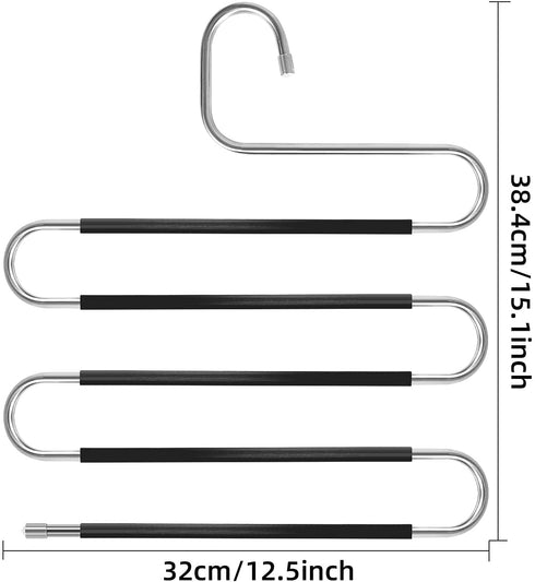 Pants Hangers Space Saving - 4 Pack S-Type Scarf Hanger Jeans Hangers Space Saving Non-Slip S Hangers for Pants