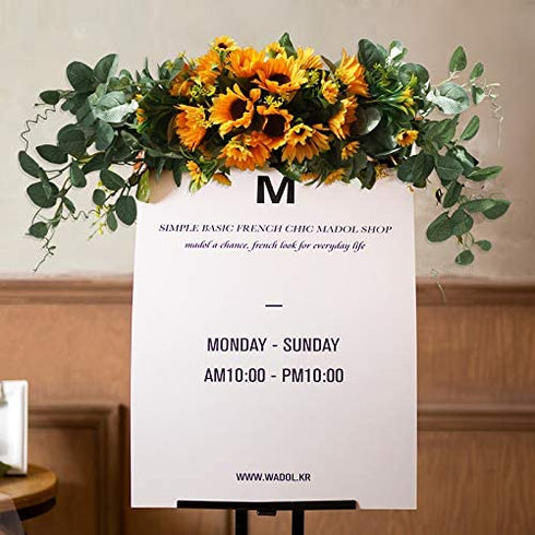 U'Artlines Floral Swag Artificial Flowers Sunflower Eucalyptus Wreath Handmade Garland for Mirror Home Wedding Party Door Tabletop Decoration(Swag, 31'' Sunflower)