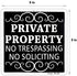 Metal Private Property No Trespassing Sign No Soliciting Sign for House 9"x9" Rust Free Aluminum UV Ink Printed,Durable/Weatherproof (2 Pack)