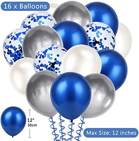 Yocharm Happy Birthday Banner Bunting Royal Blue Party Balloons Confetti Latex Balloon Party Banners for Boys Women Men Birthday Banner Decorations