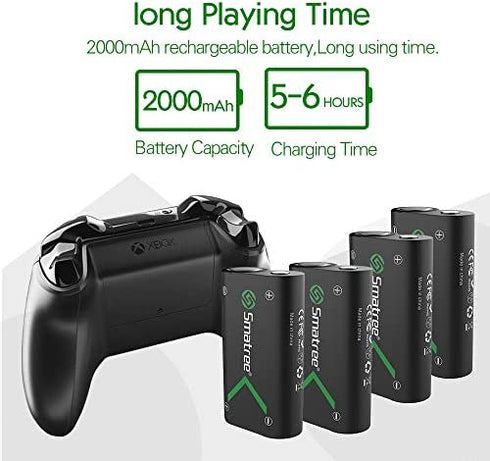 Smatree Xbox One Controller Battery, 4 Pack Rechargeable Battery Compatible with Xbox Series X/S/Xbox One/Xbox One S/Xbox One X/Xbox One Elite Wireless Controller