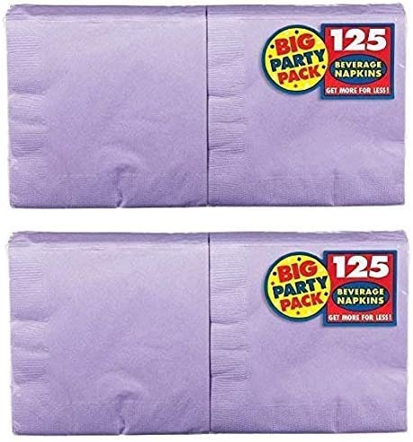 amscan Big Party Pack 250 Count Beverage Napkins, Lavender