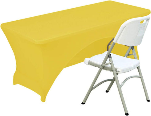 Spandex Table Cover 6 ft. Fitted Polyester Tablecloth Stretch Table Cover Table Topper Open Back - Yellow