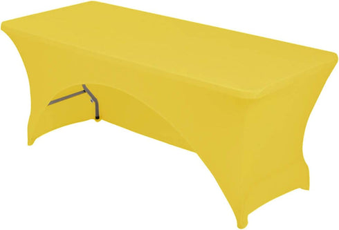 Spandex Table Cover 6 ft. Fitted Polyester Tablecloth Stretch Table Cover Table Topper Open Back - Yellow