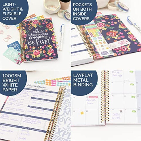 bloom daily planners 2023 Calendar Year Day Planner (January 2023 - December 2023) - 5.5” x 8.25” - Weekly/Monthly Agenda Organizer Book with Stickers & Bookmark - Be Kind