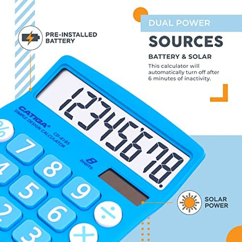 CATIGA CD-8185 Office and Home Style Calculator - 8-Digit LCD Display - Suitable for Desk and On The Move use. (Blue)