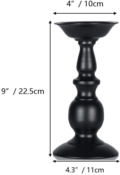 2 Pcs Black Pillar Candle Holders, Most Ideal for 3" Pillar Candles, Gifts for Wedding, Party, Home, Spa, Reiki, Votive Candle (2 x L)