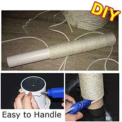 MXiiXM Sisal Rope, Diameter 5mm Premium Durable Unoiled Sisal Twine - 100% Natural Twisted Fiber Twine Hemp Rope for Repairing or DIY Scratcher for Cat Tree Tower (1/5inch(5mm), 33FT, Sisal)