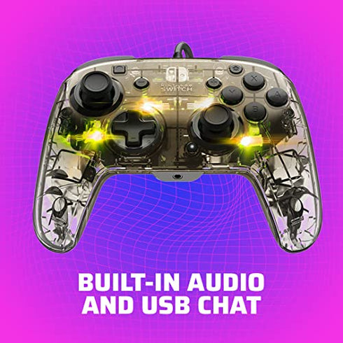 Afterglow Deluxe+ LED Wired Gaming Controller - Licensed by Nintendo for Switch and OLED - RGB Hue Color Lights - See through Gamepad Controller - 3.5mm Jack - Dual Vibration - Paddle Buttons