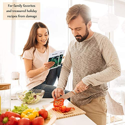 Recipe Card Protectors Kitchen Plastic Recipe Sheet Protectors Clear Recipe Page Protector (100, 5 x 3 Inch)