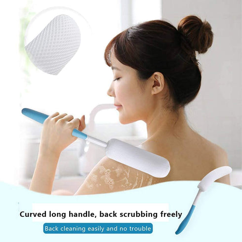 Vansun Long Handle Bath Brush?Back Scrubber for Shower,Soft Nylon Mesh Sponge for Shower,Easy Reach Anti-Slip Curve Handle Body Brush for Seniors/Pregnant Aid (0586UP)
