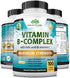 Vitamin B Complex with Vitamin C and Folic Acid - B12, B1, B2, B3, Vitamin B5 Pantothenic Acid, B6, B7, B9 - Nervous System Support & Supports Energy Metabolism Non-GMO- 100 Veggie Capsules