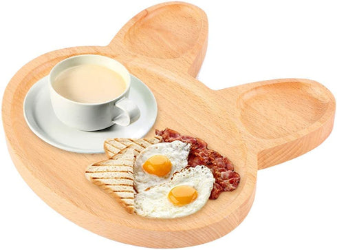 Wooden Food Tray, Dish Plate Dessert Snack Bowl with Compartment Breakfast Serving Platter Dinnerware Set Charcuterie Server Platter