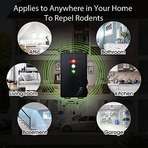 Loraffe Rodent Repellent Ultrasonic Under Hood Animal Repeller Battery Operated Rat Strobe Light Mouse Deterrent for Car Engine Garage Home Attic Warehouse, Indoor Pest Control, Vehicle Protection