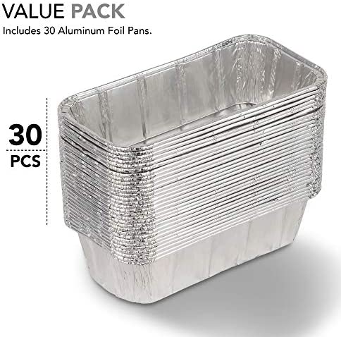 Aluminum Pans Mini Loaf Pans (30 Pack) Disposable Aluminum Foil 1 Lb Small Bread Tin Pans - 1 Pound Loaf Pans - 6 x 3.5 x 2