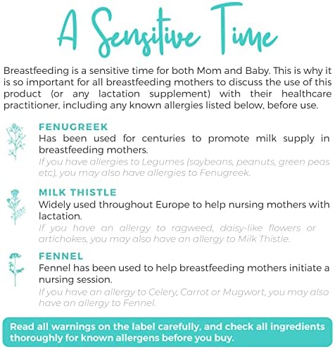 USDA Organic Lactation Supplement - Increase Milk Supply with Herbal Breastfeeding Support - Aid for Mothers - Organic: Fenugreek Seed, Fennel & Milk Thistle - 60 Vegan Capsules (No Pills or Cookies)