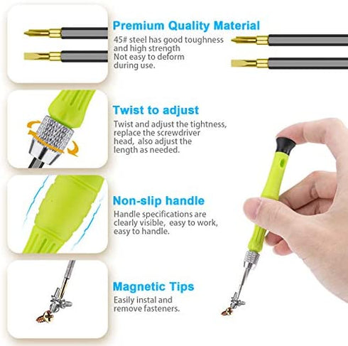 Small Screwdriver Sets, Precision Mini Screwdrivers Set Repair Tool Bit Kit with 6PCS Flat Phillips Pentalobe Triwing Y for Eyeglass Watch Jewelers Laptop Computer Macbook Electronic