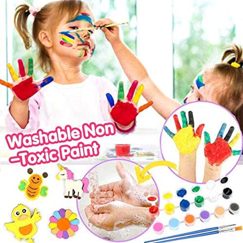 CHOKMAX Paint Your Own Wooden Magnet, 30pcs Fridge Wood Magnets Craft and Art Painting Supplies for Kids Best DIY Creativity Gifts Party Favors for Boys and Girls Age 4-8