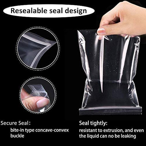 300pcs Zipper Poly Bags, Magicalmai Clear Plastic Zip Lock Baggies Reclosable Thicken Zip Bags for Small Items/Food Storage/Jewelry/Samples/Snack Various Sizes (2x2,3x4,4x6)
