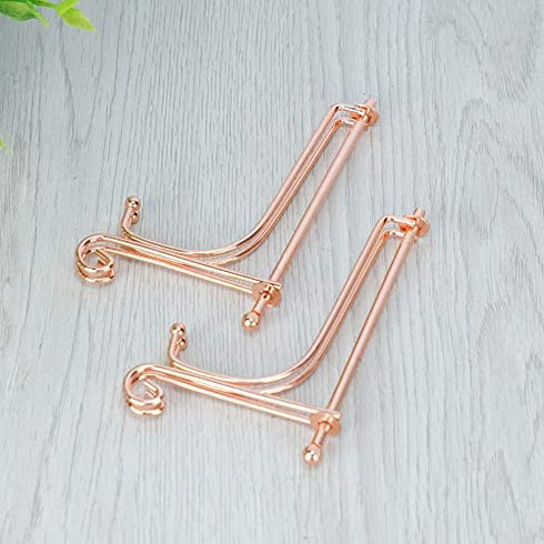 Artliving (2 Pack 4" Iron Display Stand,Rose Gold Small Iron Easel Plate Display Photo Holder Stand, Displays Card,Cookie, Decorative Plates,Artwork