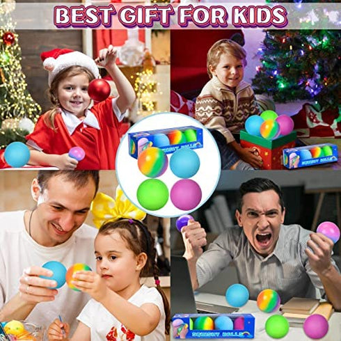 Color Changing Stress Balls for Kids - 4 Pack Squishy Stress Balls Fidget Toys Needohball Stress Balls Bulk Mini Rainbow nee doh Stress Ball Pack Sensory Stress and Anxiety Relief Squeeze Toys