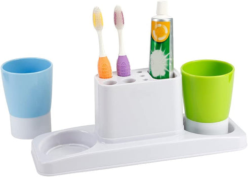 Eslite Bathroom Toothbrush Toothpaste Stand Organizer Plastic Storage Rack Set