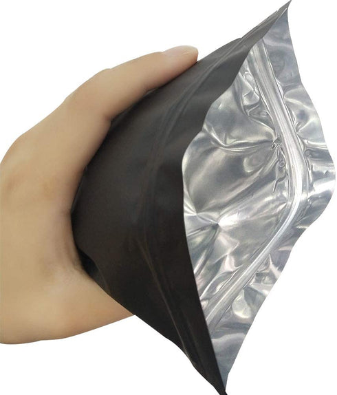 100 Pack Mylar Bags - 5.5 x 7.8 Inch Resealable Foil Pouch Bag Food Storage Pouch Matte Black