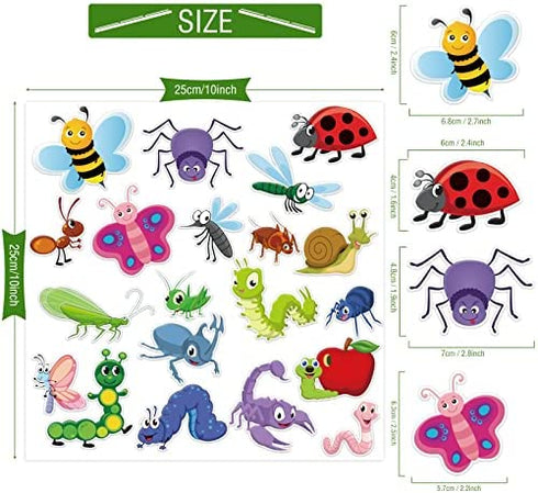 20 PCS Insect Thick Gel Clings Spring Summer Insect Window Gel Clings Decals Stickers for Kids Toddlers and Adults Home Airplane Classroom Nursery Winter Insects Animals Party Supplies Decorations Removable and Reusable