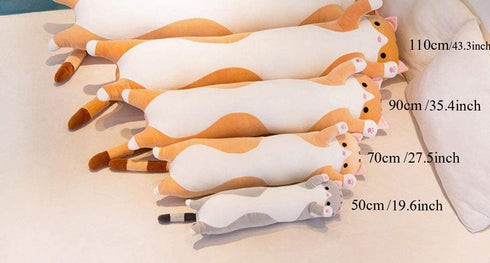Cartoon Cat Soft Plush Long Throw Pillow Lifelike Animal Neck Pillow Plush Toy
