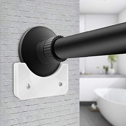 2 Pack Shower Curtain Rod Mount Holder, FEATCH Universal Acrylic 3M Adhesive Wall Mount Holder for Shower Curtain Rod (Shower Curtain Rod Not Included) (White)