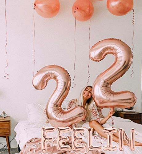 LaVenty Set of 3 FEELIN 22 Balloons 22nd Birthday Decoration FEELIN 22 Banner 22nd Birthday Supplies